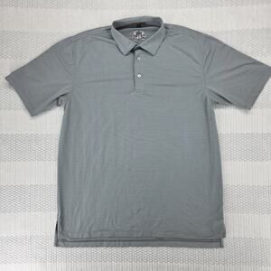 Peter Millar Summer Comfort Mens Polo Shirt Gray Blue Stripe Short Sleeve Size L